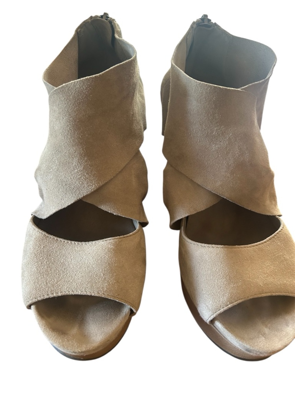 Eileen Fisher Taupe Suede Open-Toe Ankle Sandals 7.5